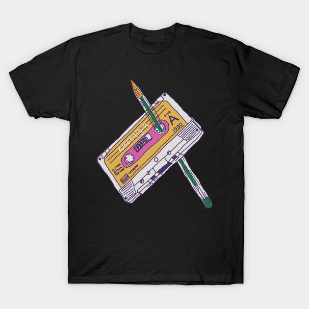 pencil in audio cassette (Rewound) T-Shirt by euror-design